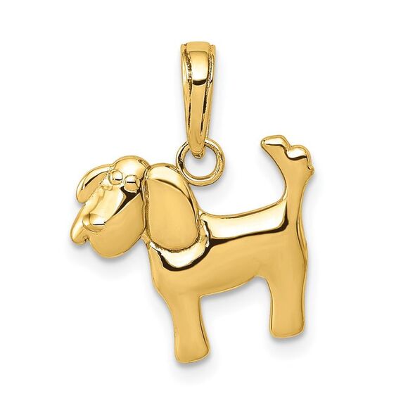 14k Yellow Gold Polished Dog Charm